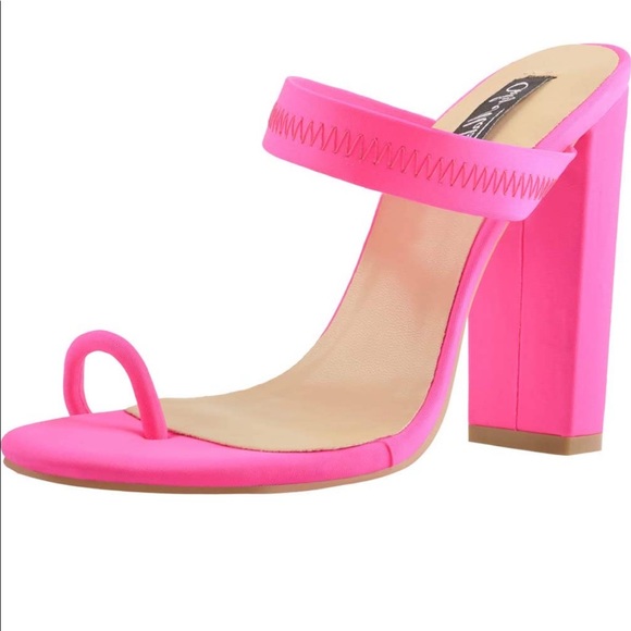 NWOT- Hot Pink OnlyMaker Stiletto Mules - SZ 36 (6 US) - Picture 3 of 5